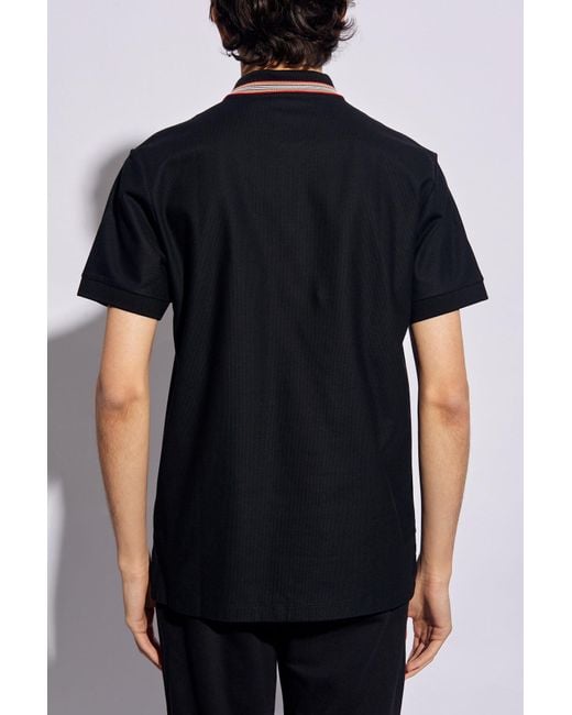 Burberry Black Polo Shirt With Logo, for men