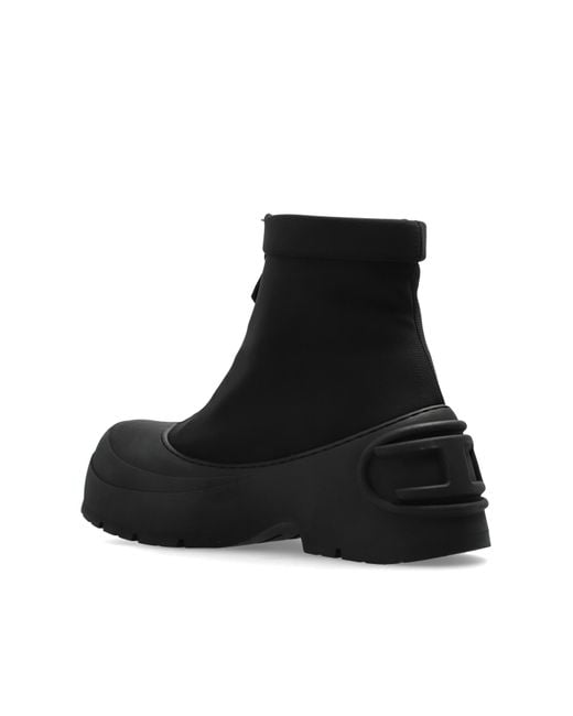 DIESEL Platform Ankle Boots 'D-Donald Ch' in Black for Men | Lyst
