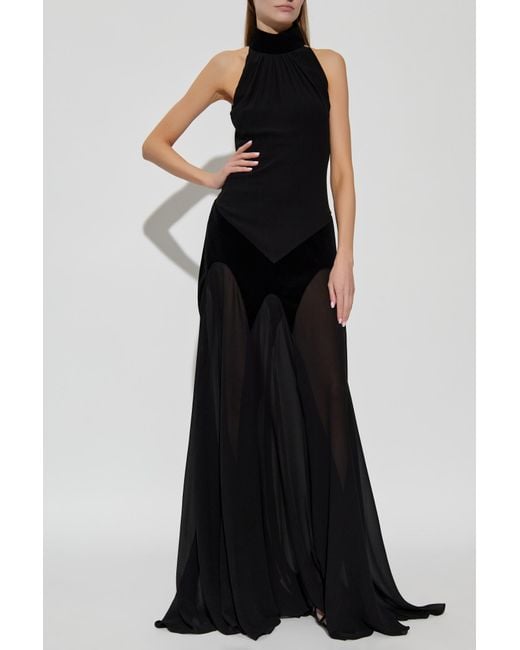 McQueen Black Dress Made Of Combined Fabrics