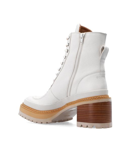 See By Chloé 'mahalia' Heeled Ankle Boots in White | Lyst