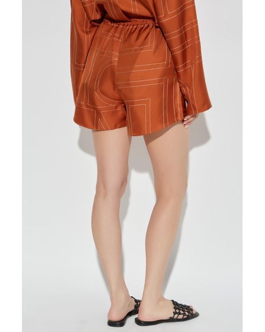 Totême Orange Silk Shorts