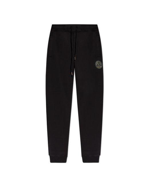 Versace Jeans Couture Black Sweatpants With Logo Patch for men