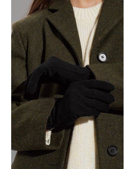 Moschino Black Gloves With Logo