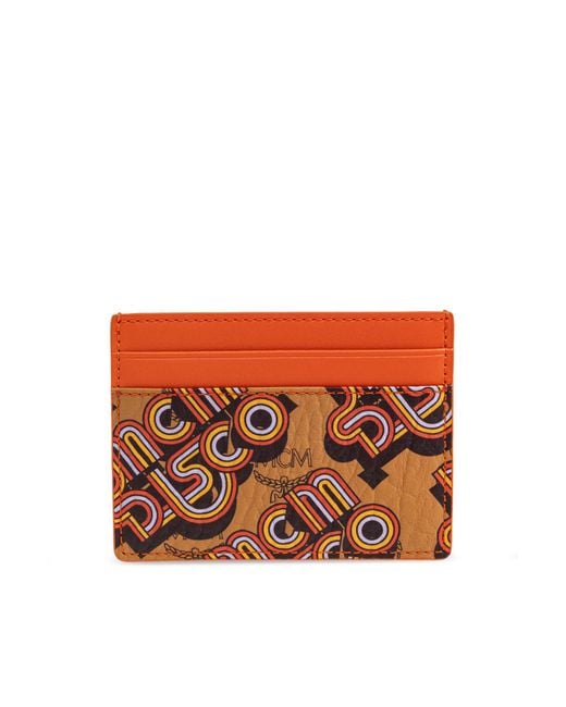 MCM Orange Cardholder With Logo