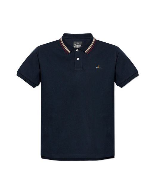 Vivienne Westwood Blue Polo With Logo Patch for men