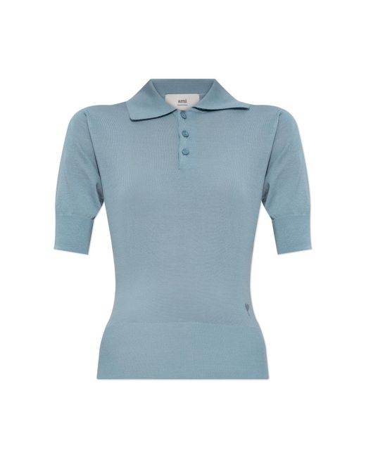 AMI Blue Wool Top