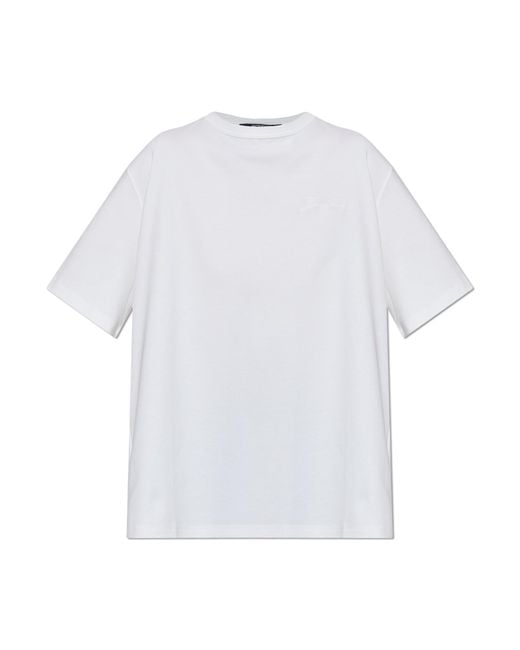 Jacquemus White Asymmetric T-Shirt 'Tovalo'