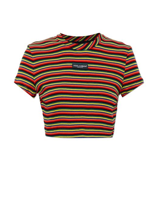 Dolce & Gabbana Brown Cotton T-Shirt With Appliquéd Logo