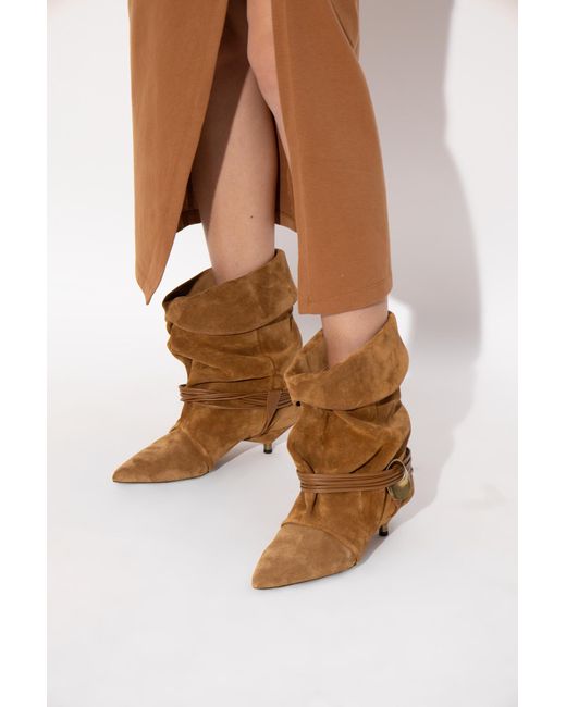 Isabel Marant Brown Suede Heeled Ankle Boots 'Edrika'
