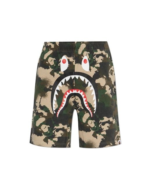A Bathing Ape Green Camouflage Motif Shorts for men