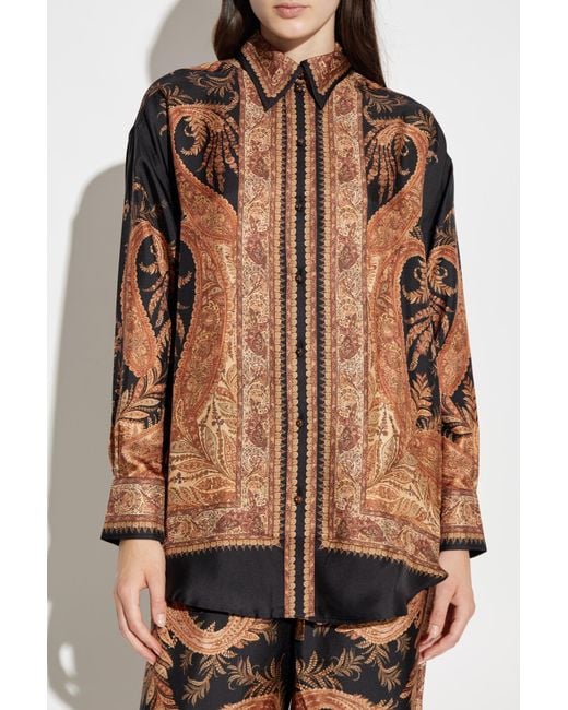Zimmermann Brown Silk Shirt With Print