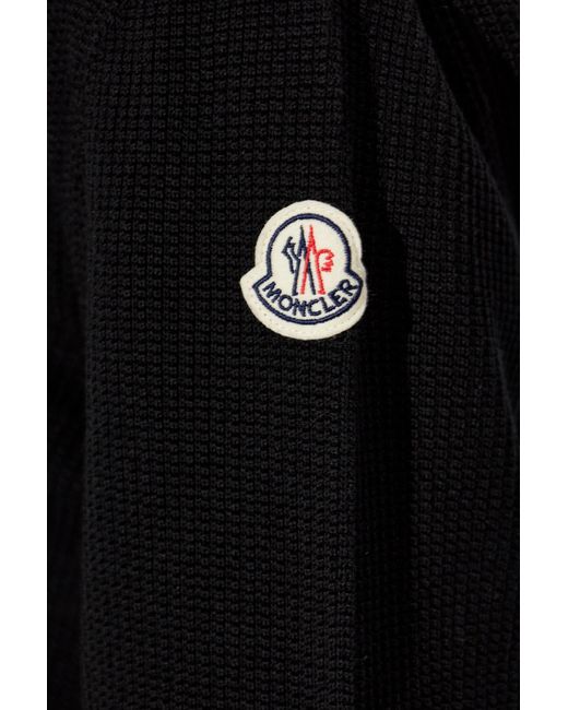 Moncler Black Cardigan With Logo Patch for men