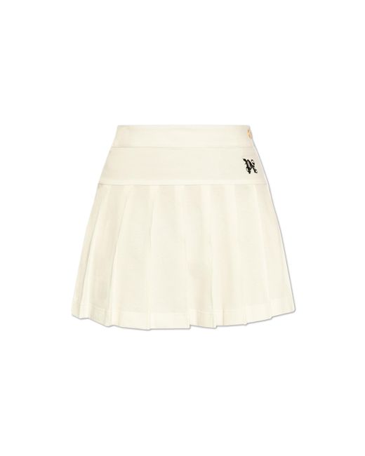 Palm Angels White Pleated Skirt,