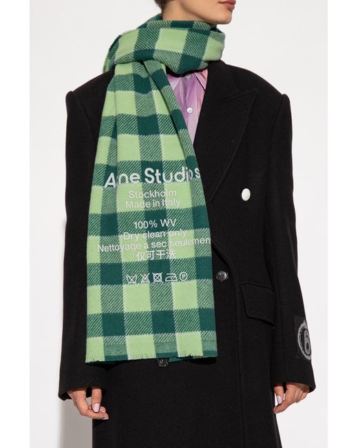 Acne Green Checked Scarf
