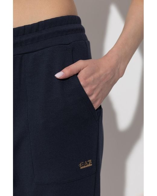 EA7 Blue Sweatpants With Ribbed Cuffs