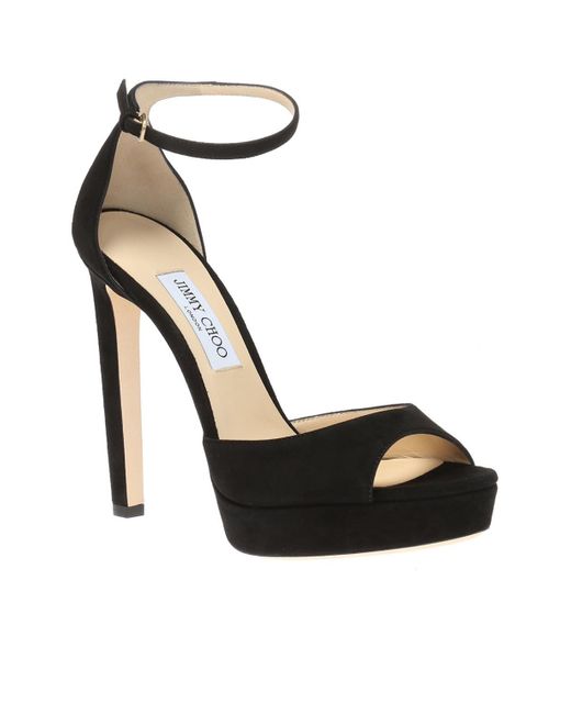 Jimmy Choo Pattie 130 Suede Platform Sandals in Black | Lyst