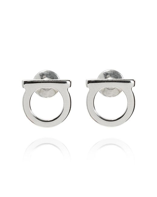 Ferragamo Metallic Tone Brass Gancini Earrings