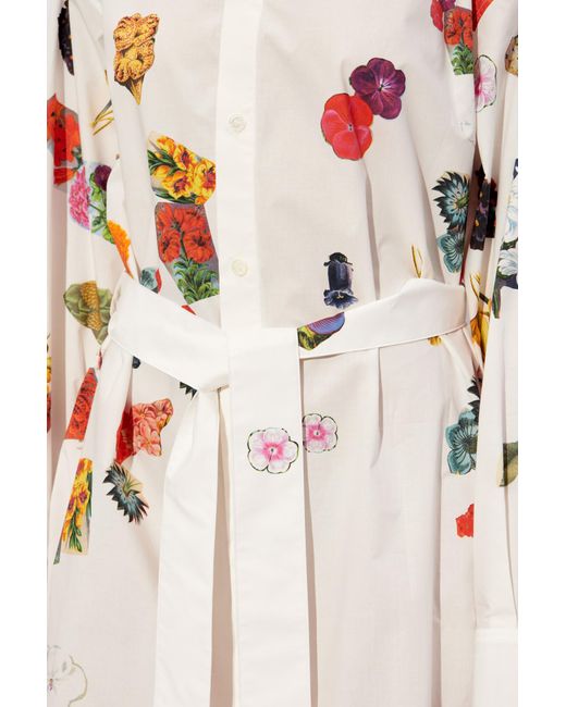 Marni White Shirt Dress With Floral Motif