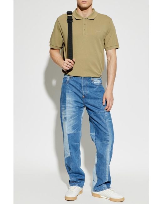 KENZO Green Polo With Embroidered Logo for men
