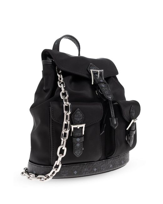 MCM Black Backpack With Pockets