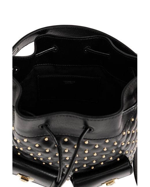 Ferragamo Black Leather Bag 'Drawstring'
