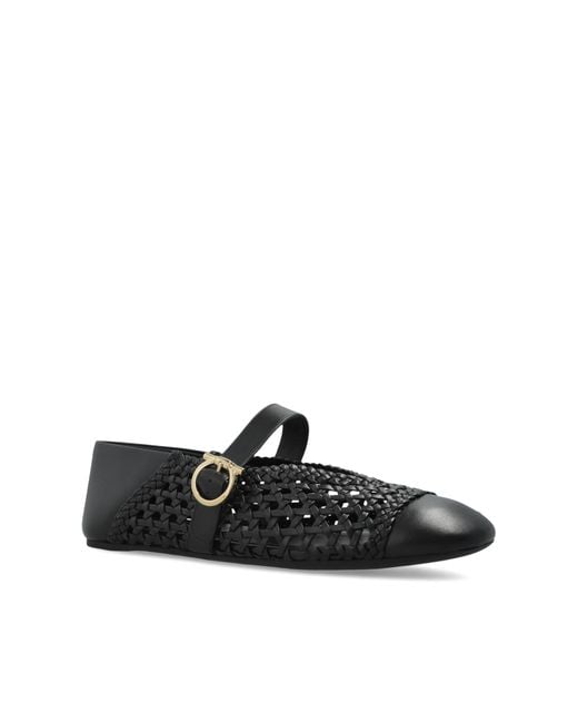 Ferragamo Black Ballet Flats "Nena"