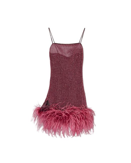 Oseree Red Ostrich Feather Dress,
