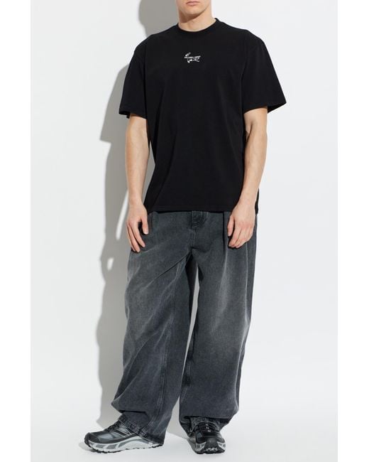 44 Label Group Black T-Shirt With Logo for men