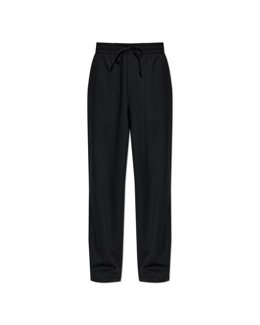 AMI Black Wool Wide-Leg Trousers for men