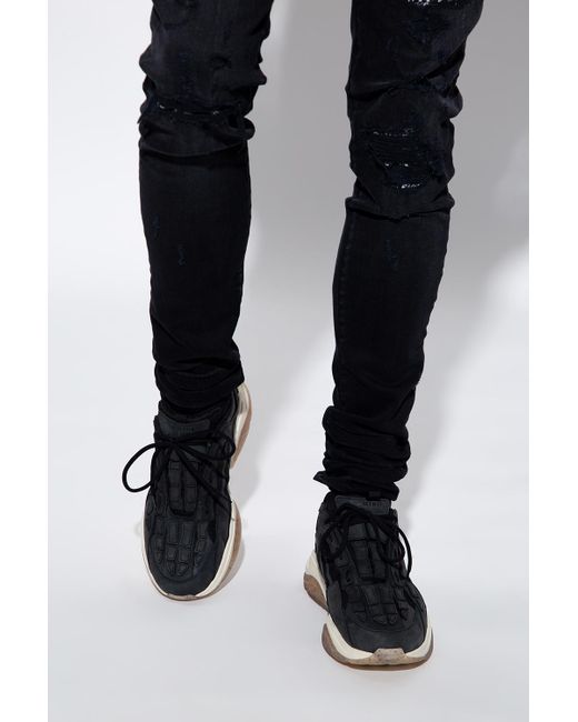Amiri Leather 'bone Runner' Sneakers in Black - Lyst