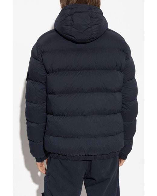 Stone Island Blue Down Jacket With Logo for men