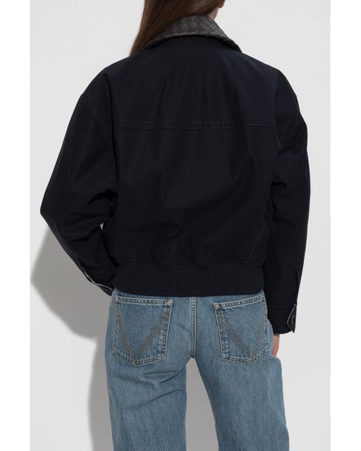 Bottega Veneta Black Jacket With Leather Collar