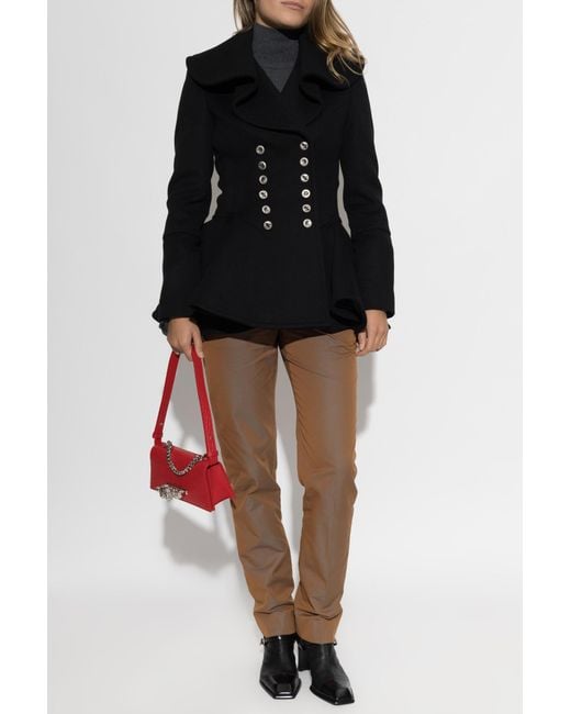 McQueen Black Fitted Wool Coat