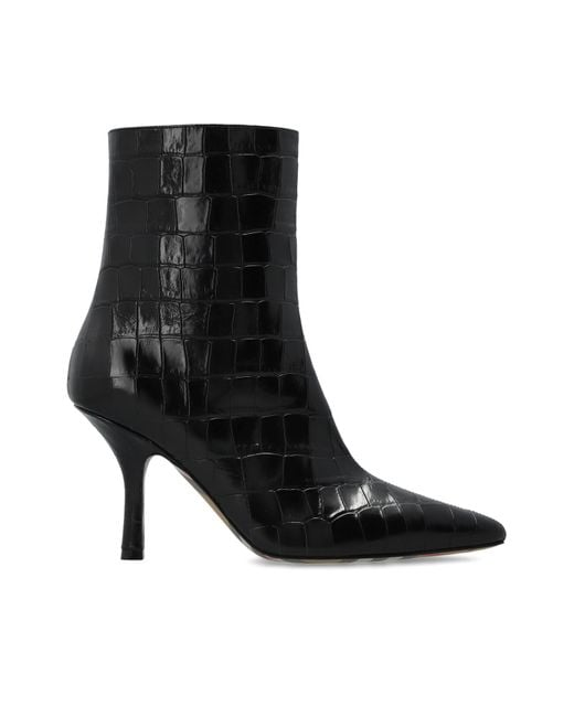Burberry Black Leather Heeled Ankle Boots