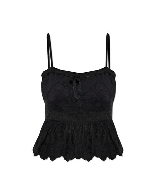 LoveShackFancy Black Top "Rowina"