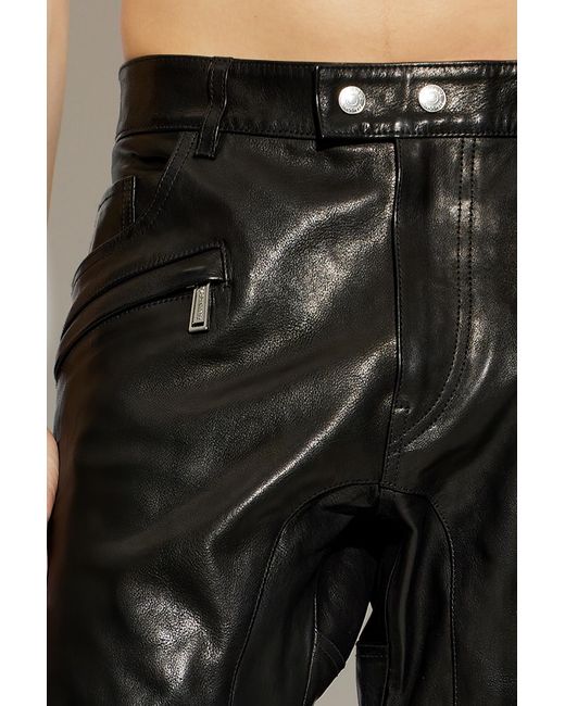 DSquared² Black Leather Trousers for men