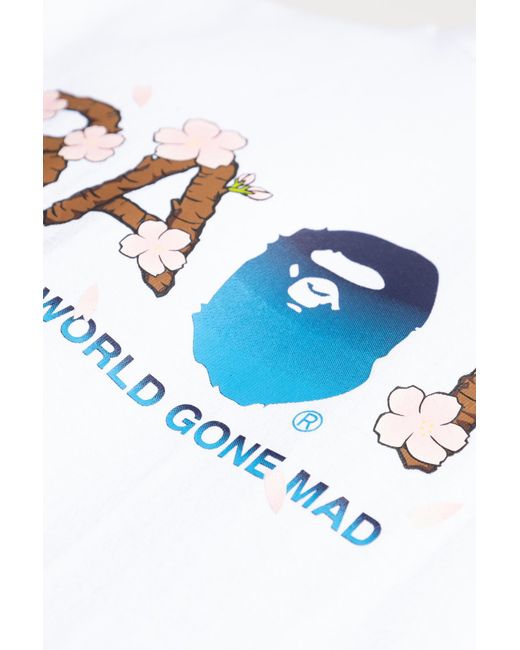 A Bathing Ape White T-shirt With Print, for men