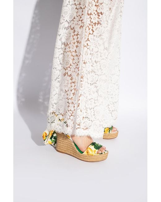 Dolce & Gabbana Yellow Wedge Sandals,