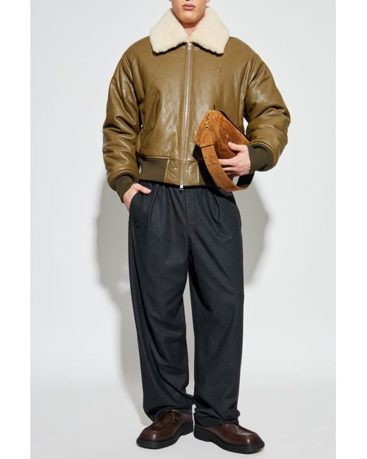 AMI Blue Leather Jacket for men