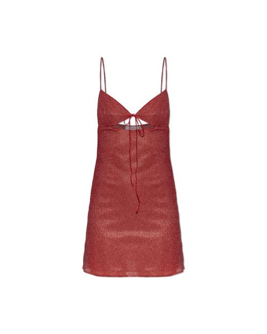 Oseree Red Dress With Lurex Thread