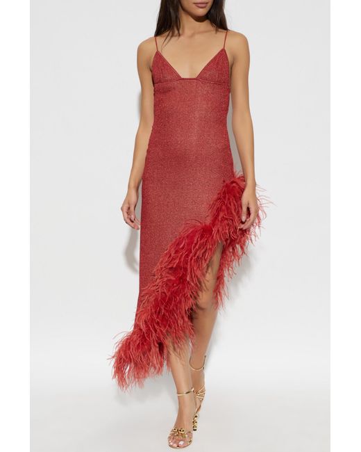 Oseree Red Feather Dress