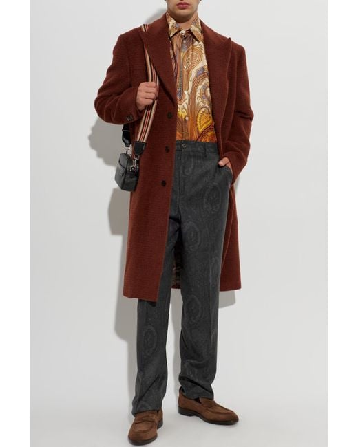 Etro Brown Silk Long-Sleeve Shirt for men