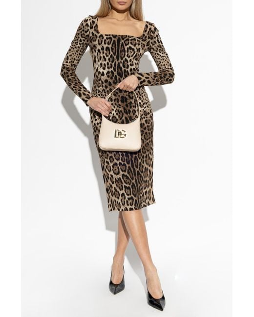 Dolce & Gabbana Brown Dress With Animal Print