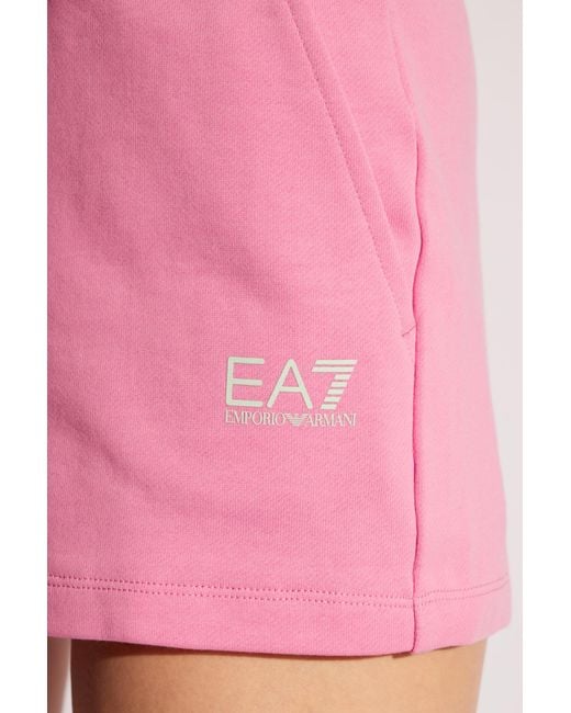 EA7 Pink Cotton Shorts With Logo