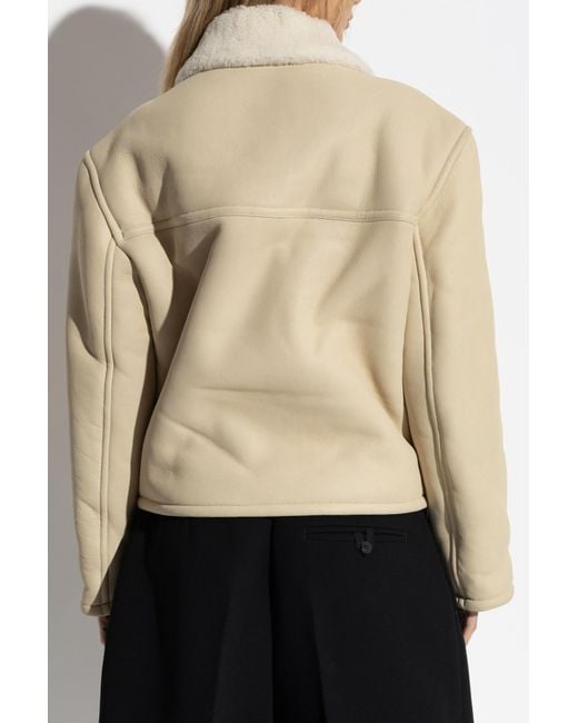 Jacquemus Natural Double-Breasted Shearling Coat