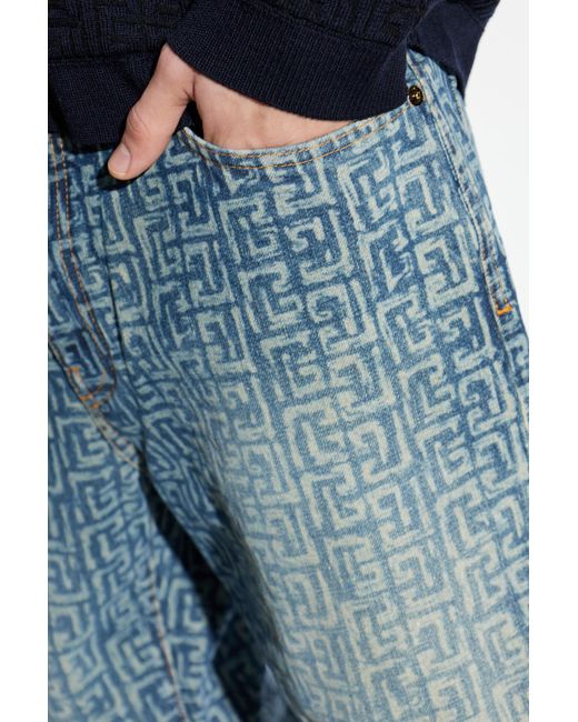 Balmain Blue Jeans With Monogram for men