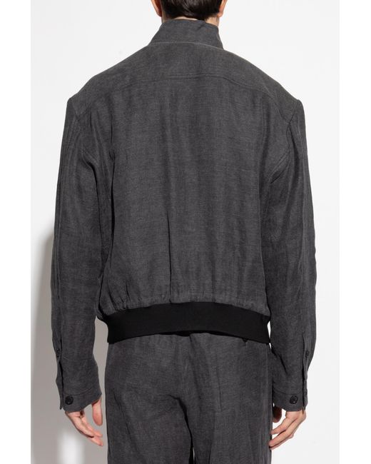 Giorgio Armani Black Linen Jacket With Stand-Up Collar for men