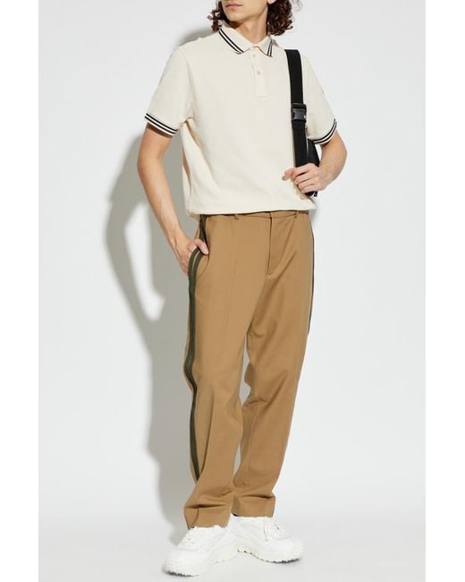Moncler White Polo With Embroidered Logo for men