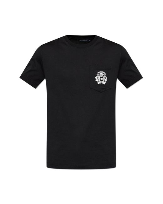 Dolce & Gabbana Black T-Shirt With Pocket for men