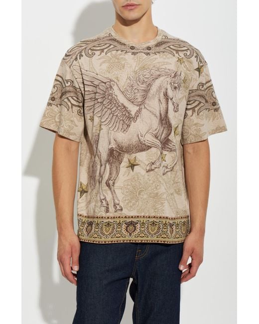 Etro Blue Patterned T-Shirt for men